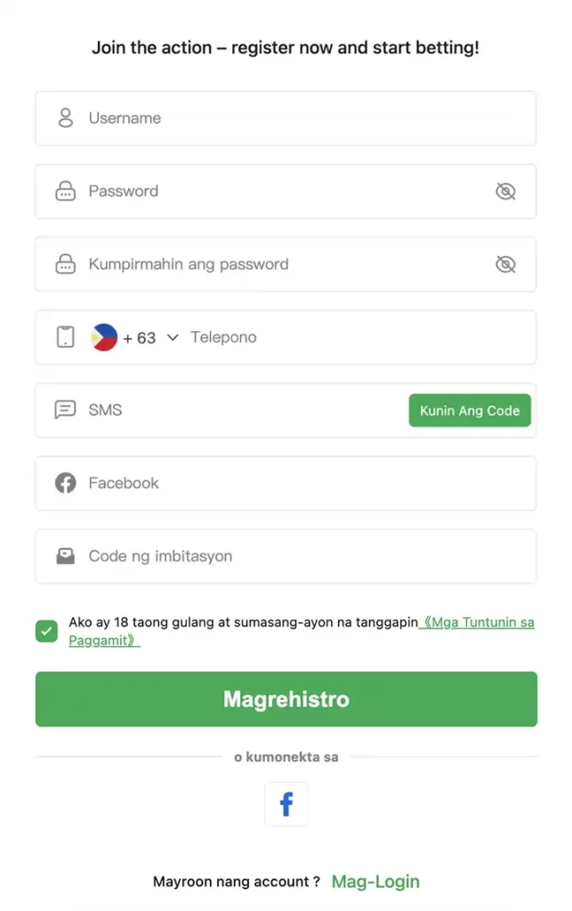 JLJL2 registration page for new players to access online casino
